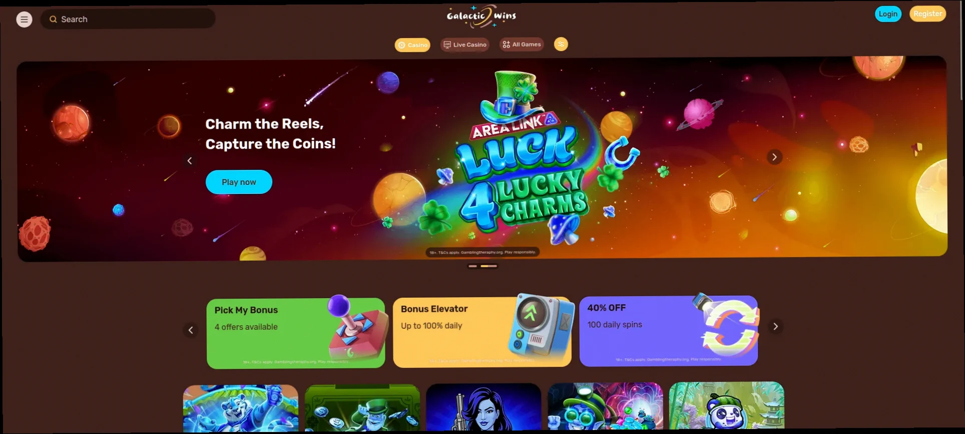 Galactic Casino 250% up to 1,500 CAD + 180 Free Spins